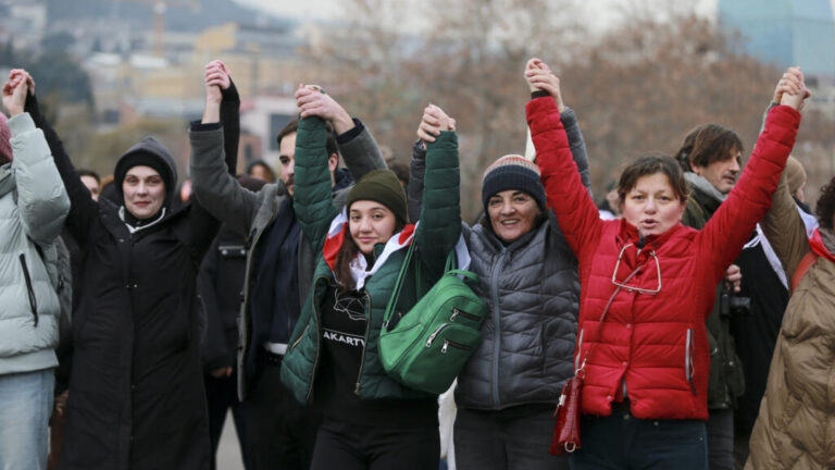 Thousands in Georgia join human chains in anti-government protests